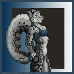 2011 abs anthro bikini breasts feline female fur furry muscles skimpy snow_leopard solo sookta translucent