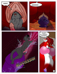 anthro canine clothing color comic dildo drawing feline female fox fur furry giantess insertion male micro penetration pussy sex_toy silkysworld size_difference tongue unbirthing vore