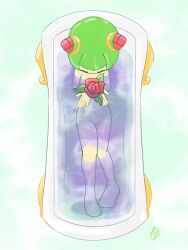 1girls bath bathing bathtub cosmo_the_seedrian female_solo flower from_above innotsu nude nude_female sonic_(series)