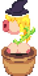 :>= everett-u female fuckplant implied_transformation large_breasts marisa_kirisame nipples pixel_art plant_girl plant_transformation post_transformation suckplant thick_lips touhou transformation transparent_background