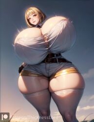 1girls ai_generated big_breasts blonde_female blonde_hair blonde_hair_female bob_cut breasts cleavage curvaceous curves curvy curvy_body curvy_female curvy_figure curvy_hips female female_only gigantic_breasts golden_eyes hi_res high_resolution highres hourglass_figure houseki_no_kuni huge_breasts hyper hyper_breasts land_of_the_lustrous legwear light-skinned_female light_skin long_legs looking_at_viewer massive_breasts massive_thighs milf pale_skin shiny_skin short_hair shorts smile solo solo_female solo_focus stable_diffusion standing thick_thighs thicknesslord voluptuous voluptuous_female white_legwear wide_hips yellow_diamond_(land_of_the_lustrous) yellow_eyes