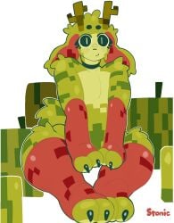 1boy anthro coblestonic furry male male_only melon melon_block minecraft minecraft_anthro_block minecraft_block paws personification solo stonicstonic thick_thighs watermelon