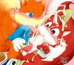 2boys absurd_res anthro balls bodily_fluids buckteeth censored conker conker's_bad_fur_day crossover cum duo erection frottage fur gay genital_fluids genitals hi_res male male/male male_only mammal mr._nutz mr._nutz_(game) namoke orgasm penis rareware red_body red_fur rodent sciurid sex tapering_penis teeth tree_squirrel video_games yaoi