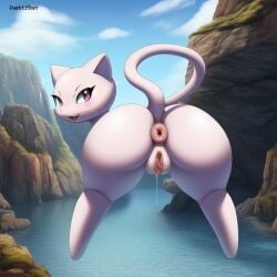 1girls ai_generated anthro anus bent_over blush darkeffect donut_anus female_only floating legendary_pokemon levitating looking_at_viewer looking_back mew nintendo pokemon pokemon_(species) presenting_hindquarters pussy