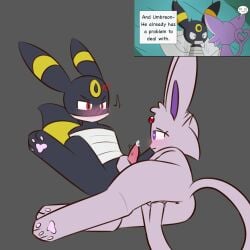 arms_tied black_(eeveelution_squad) black_body bound duo eeveelution eeveelution_squad espeon female feral fingering fingering_self generation_2_pokemon handjob hi_res leafeon55555_(artist) male male/female masturbation nintendo pearl_(eeveelution_squad) penis pokémon_(species) pokemon purple_body purple_eyes pussy sex umbreon