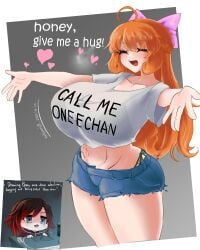 big_breasts big_sister chibi clothed drawing female_only heart hug huge_breasts odakubara pants penny_polendina ruby_rose rwby self_upload smile t-shirt tagme