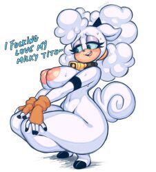 blush breasts crouching lanolin_the_sheep naked naked_female rostii18 sheep smiling sonic_(series) sonic_the_hedgehog_(comics) sonic_the_hedgehog_(idw) sonic_the_hedgehog_(series) sweat text