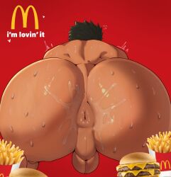 <3 1boy advertisement ambiguous_fluids anal_juice anus anus_focus asian asian_male ass ass_focus ass_juice back_view balls bara bent_over big_ass big_butt black_hair bodily_fluids bubble_ass bubble_butt burger butt cheeseburger color completely_nude dad_(japanese_mcdonald's_commercial) dark_hair dat_ass digital_media_(artwork) donut_anus dumptruck_ass fast_food fat_ass food french_fries fries from_behind gay genitals huge_ass human human_only japanese large_ass logo male male_only mcdonald's naked nervous nude paldraws perineal_raphe perineum plain_background presenting presenting_anus presenting_hindquarters puffy_anus red_background scrotum shiny_ass shiny_skin simple_background slogan solo solo_male sweat sweatdrop sweaty_ass taint tan-skinned_male tan_skin testicles thick_ass tremble_spikes trembling uncensored yaoi yoru_mac