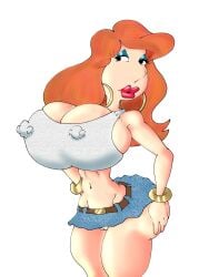 1girls auburn_hair big_breasts bimbo erect_nipples_under_clothes family_guy huge_breasts lois_griffin mature_female maxtlat milf miniskirt mother nipple_bulge nipple_piercing no_bra no_panties orange_hair topwear voluptuous voluptuous_female