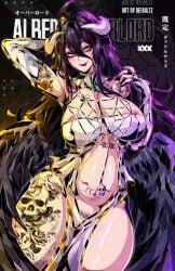 1girls albedo_(overlord) areolae armwear big_areola big_breasts breasts clothing defaultz_17 demon demon_girl female female_only fertility_symbol horns huge_breasts lipstick looking_at_viewer makeup mostly_clothed overlord_(maruyama) pubic_hair pubic_tattoo solo solo_female solo_focus succubus succubus_tattoo tattoo tattoos thick_thighs wings