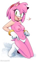 1girls absurd_res amy_rose anthro anthro_only artist_signature breasts cameltoe eyelashes eyeliner female female_only furry furry_only gloves heart hi_res kneeling lingerie long_hair makeup medium_breasts medium_hair nipples on_knees panties pussy sega simple_background socks sonic_(series) sonic_the_hedgehog_(series) starryeyedad tail tongue tongue_out