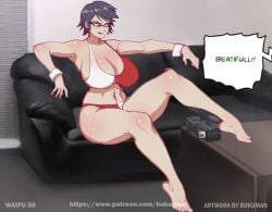 1girls bayonetta bayonetta_(character) bayonetta_2 before_anal before_sex big_breasts black_hair bokuman breasts busty camera casting casting_couch feet female female_only imminent_sex large_breasts mature_female milf nintendo nintendo_switch sofa toes uncensored video_game video_game_character video_games