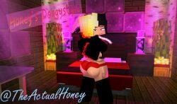 1girls bedroom big_ass big_butt black_and_blonde_hair honey_(tah) mine-imator minecraft panties theactualhoney