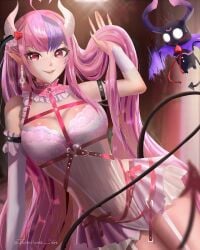 ass big_ass big_breasts breasts bubi demon demon_girl female female_only garter_straps horns ironmouse jamesloves_art long_hair looking_at_viewer pink_eyes pink_hair thick_thighs thighs twitch twitter virtual_youtuber vshojo vtuber white_skin youtube