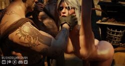 1girls 2boys 3d ass blendguardian bondage bound captured captured_heroine ciri crinfrid_reaver gloves hand_on_mouth male nipples nude_female runny_makeup tagme tattoos the_witcher_(series) the_witcher_3:_wild_hunt