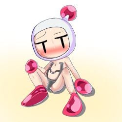 bomber bomberman costume excited exposed_torso legs tight_clothing white_bomber white_bomberman