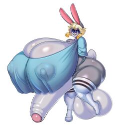 1futa anthro balls big_ass big_balls big_breasts big_butt big_penis blush breasts bunny bunny_ears bunny_tail clothing futa_only futanari glasses huge_breasts huge_penis hyper_penis ineffective_clothing mostly_nude pinkpalooka solo tagme tea_(teabunni) teabunni thigh_highs thighhighs