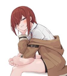 1girls barefoot feet female female_only foot_fetish kahlua_(artist) makise_kurisu showing_feet soles solo steins;gate toes