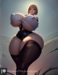 1girls ai_generated big_breasts black_legwear blonde_female blonde_hair blonde_hair_female bob_cut breasts cleavage curvaceous curves curvy curvy_body curvy_female curvy_figure curvy_hips female female_only gigantic_breasts golden_eyes hi_res high_resolution highres hourglass_figure houseki_no_kuni huge_breasts hyper hyper_breasts land_of_the_lustrous legwear light-skinned_female light_skin long_legs looking_at_viewer massive_breasts massive_thighs milf nipple_bulge pale_skin shiny_skin short_hair shorts smile solo solo_female solo_focus stable_diffusion standing thick_thighs thicknesslord underboob voluptuous voluptuous_female wide_hips yellow_diamond_(land_of_the_lustrous) yellow_eyes