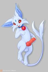 2:3 absurd_res animal_genitalia animal_penis anthro balls biped canine_genitalia canine_penis claws eeveelution erection espeon eyebrows feet fingers forked_tail fur generation_2_pokemon genitals hi_res knot male nintendo open_mouth open_smile paws penis pokemon pokemon_(species) red_eyes skyvo smile solo tail toes unusual_anatomy unusual_tail