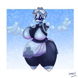 1girls anthro big_breasts black_body breasts cleavage cryogonal disembodied_hand female front_view hambor12 hi_res nintendo pokémon_(species) pokemon simple_background solo thick_thighs voluptuous voluptuous_female