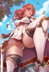 1futa balls celica_(fire_emblem) exlic fire_emblem fire_emblem_echoes:_shadows_of_valentia flaccid flaccid_penis fully_clothed futa_only futanari light-skinned_futanari light_skin penis penis_under_clothes penis_under_dress tagme