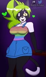 anthro beanontoast breasts clothed flo_(rocky_rakoon) rainbow_shirt rocky_rakoon