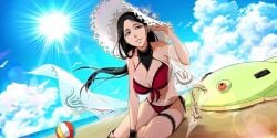 1girls beach bikini bleach bleach_brave_souls large_breasts official_art official_copyright summer unohana_retsu