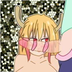 1futa 1girls animated balls big_penis breasts clothed clothing completely_nude_female dragon_maid duo erection female female_focus futanari horns human humanoid kobayashi kobayashi-san_chi_no_maidragon light-skinned_female light_skin long_tongue miss_kobayashi's_dragon_maid mostly_clothed no_sound nude penis standing tanjiro_basado tohru_(dragon_maid) tongue_out tonguejob video yellow_hair