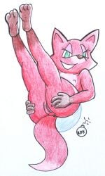 ass breasts female female_only fox_(skunk_fu!) legs_up presenting reddragonkan skunk_fu! smile traditional_media_(artwork)