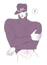 1boy animated animated jojo's_bizarre_adventure jotaro_kujo male male_nipples male_only muscular_male no_visible_genitalia nude_male solo stardust_crusaders undressed