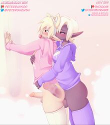 2boys against_wall anal animated ass ball_gag balls cum cum_inside cum_while_penetrated dark-skinned_femboy dark_elf dark_skin dee_(hoodie) diamonds elf estro-boi fake_animal_ears femboy femboy_is_bigger femboy_on_femboy femboy_penetrating_male femdom from_side gagged gay hoodie_(artist) hug hug_from_behind interracial large_penis longer_than_30_seconds max_(hoodie) medium_penis mp4 penis penis_size_difference peterraynor pointy_ears sex sex_from_behind sound standing_sex thighhighs trap video yaoi zero