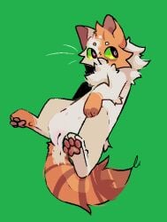 brightheart_(warriors) domestic_cat eddotheweirdo felid feline felis female feral genitals green_background mammal microsoft_paint paws pussy simple_background solo warriors_(cats)