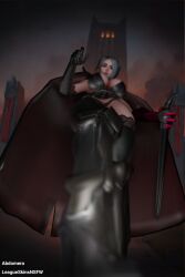 3d abdomera big_breasts female_only femdom jericho_swain league_of_legends light-skinned_female looking_at_viewer mostly_clothed rule_63 stepped_on stockings