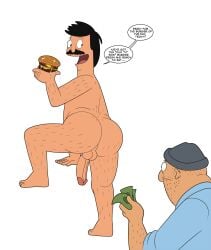 2boys ass ass_focus bob's_burgers bob_belcher butt_crack butt_focus gay hairy hairy_male iyumiblue male male_only older_male white_background yaoi