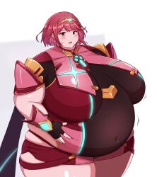 bbw belly_overhang big_belly big_breasts big_female blush chubby chubby_female embarrassed fat fat_ass fat_female fat_fetish fat_girl fat_woman fatty hand_on_belly holding_belly huge_belly large_female obese obese_female overweight overweight_female plump pork_chop pyra thick_thighs weight_gain xenoblade_(series) xenoblade_chronicles_2:_torna_the_golden_country