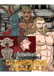 avengers comic_cover creedo drax_the_destroyer gay groot guardians_of_the_galaxy human humanoid light-skinned_male light_skin male male_only marvel marvel_cinematic_universe peter_quill rocket_raccoon starlord thor_(marvel) thor_(series)