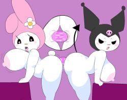 2girls anthro ass big_breasts butt full_body furry kuromi my_melody naked_female onegai_my_melody pussy pussy_juice sanrio savagensfw sex tagme yuri