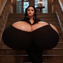 ai_generated cleavage gigantic_breasts huge_breasts hyper_breasts jackd22 massive_breasts the_addams_family wednesday_addams