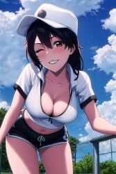 1girls ai_generated bambietta_basterbine cleavage clothed daytime female female_only leaning_forward tagme wink winking_at_viewer