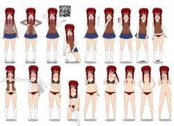 1girls 2d amy_(doki_doki_literature_club) braided_hair braided_twintails braids breasts completely_nude completely_nude_female doki_doki_literature_club female female_only full_body glasses kisekae looking_at_viewer megane naked nude pussy qr_code red_hair solo solo_female spnati strip_poker_night_at_the_inventory stripping transparent_background undressing