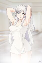 1girls blue_eyes eyebrows_visible_through_hair leux_21 long_hair rwby scar scar_across_eye shiny_hair shiny_skin solo solo_female tagme towel towel_only weiss_schnee white_hair