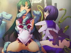 2girls anal bishoujo_senshi_sailor_moon hotaru_tomoe magicalmushroom multiple_girls rape sailor_pluto sailor_saturn school_uniform setsuna_meiou straight_hair tentacle torn_clothes vaginal_penetration