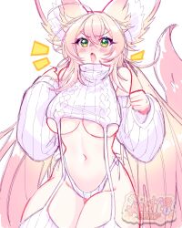 :o boobs child_bearing_hips female female_only fluffy_ears fluffy_tail fox fox_ears fox_girl fox_tail furry maiulive meme_attire meme_clothing surprised tagme thick_ass thick_thighs virgin_destroyer_sweater