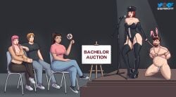 1boy 1girls auction chastity chastity_cage chastity_device dominant_female female female_domination femdom latex leash male malesub mistress sephiroth-777 submissive_male