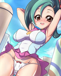 blush breasts cameltoe cleavage erect_nipples female hi_res kinokoutarou kotori_mizuki mizuki_kotori panties school_uniform smile solo underwear yu-gi-oh! yu-gi-oh!_zexal