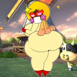 ass_focus backboob big_breasts bodysuit clothed female female_only huge_ass huge_breasts mario_(series) mario_kart merlee nintendo paper_mario public super_paper_mario teaset_haliley