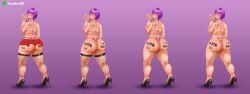 big_ass big_breasts fishnets high_heels huge_ass huge_breasts miniskirt naked naked_female original_character purple_hair slutty_clothing tattoed_girl tattoo voluptuous_female watermark