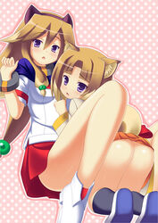 2girls animal_ear arcana_heart arcana_heart_2 artist_request ass character_request highres inuwaka_akane inuwaka_nazuna katsushi multiple_girls no_panties tail