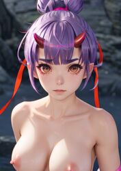 1girls ai_generated breasts brown_eyes female female_only fiona_(xenoblade) hairband horns monolith_soft naked naked_female nintendo nipples nude nude_female purple_eyebrows purple_hair red_hairband red_horns xenoblade_(series) xenoblade_chronicles_(series) xenoblade_chronicles_3